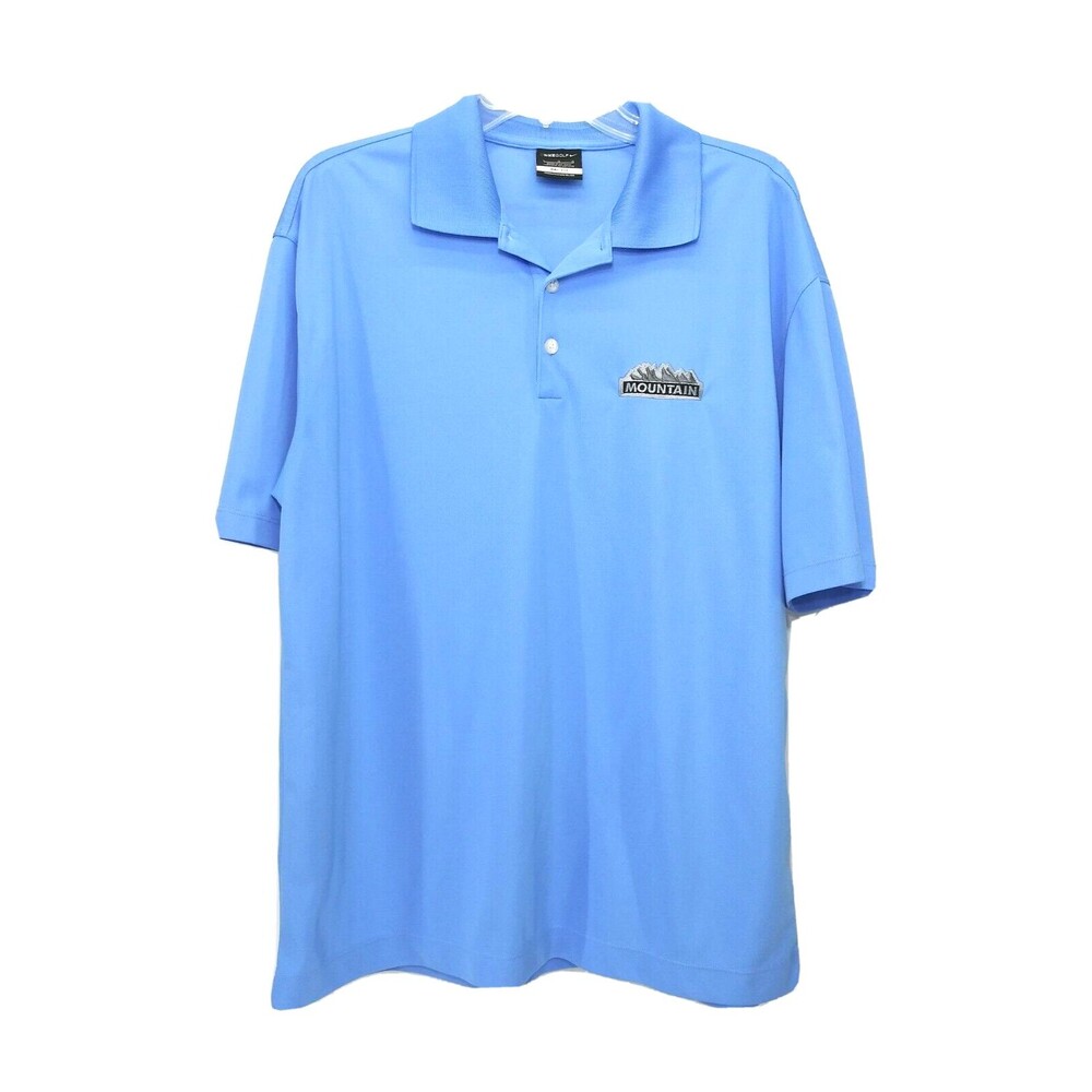 Nike Mens Dri Fit Golf  Polo Shirt Size L Blue  Embroidered Short Sleeve Active